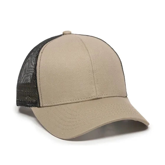 Outdoor Cap MBW-600 Twill Mesh Snapback Hat – Structured Mid-Low Crown Cap with Pre-Curved Visor