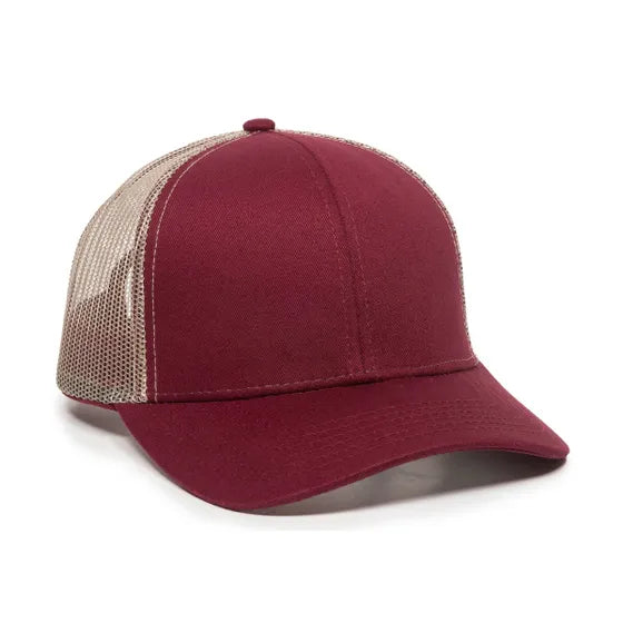 Outdoor Cap MBW-600 Twill Mesh Snapback Hat – Structured Mid-Low Crown Cap with Pre-Curved Visor