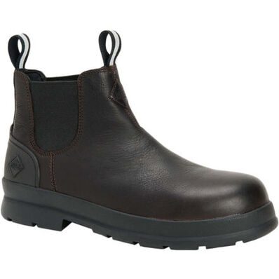 Muck Boot Men's Chore Farm Leather Chelsea Boot – Waterproof, Slip-Resistant, Memory Foam Footbed, Soft Toe