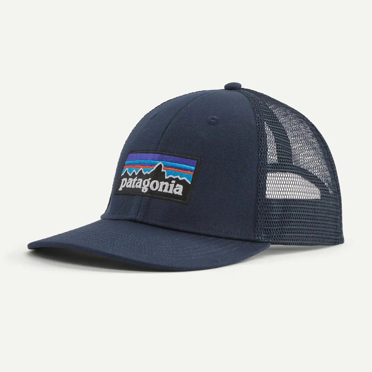 Patagonia P-6 Logo LoPro Trucker Hat – White with Redtail Rust - NEW NAVY