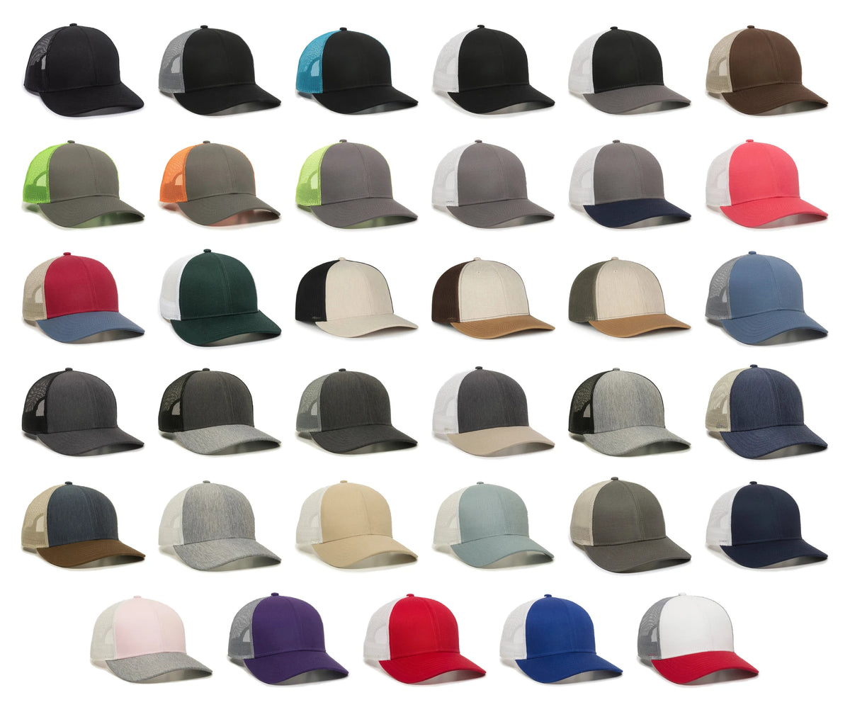 Outdoor Cap OC770 Premium Low Profile Trucker Cap – Pro Round Crown Structured Hat with Mesh Back Panels