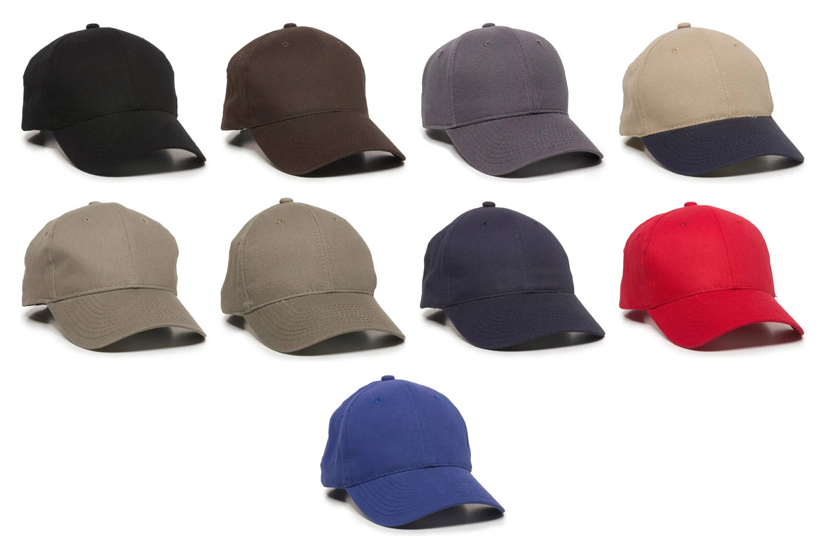Outdoor Cap BCT-600 Structured Brushed Cotton Twill Solid Back Cap – Adjustable Hook/Loop Closure