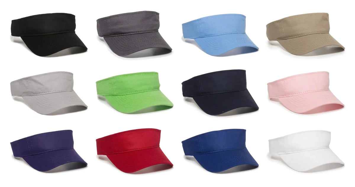 Outdoor Cap PCTV-100 Cotton Twill Visor – Pre-Curved Bill with Hook-and-Loop Closure