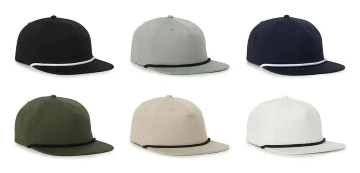 Outdoor Cap AR‑100 – Unstructured 5‑Panel Camper‑Shape Polyester‑Spandex Cap with Flat Visor and Interchangeable Cords