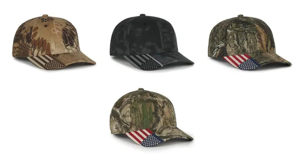 Outdoor Cap CWFF‑305 – Pro‑Mid Crown Structured Canvas Camo Cap with Pre‑Curved Visor and Tuck Strap