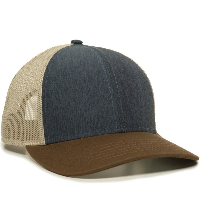 Outdoor Cap OC770 Premium Low Profile Trucker Cap – Pro Round Crown Structured Hat with Mesh Back Panels