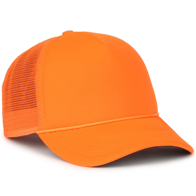 Outdoor Cap Foam 5-Panel Trucker Hat – High Profile Foam Front & Mesh Back with Cord Accent