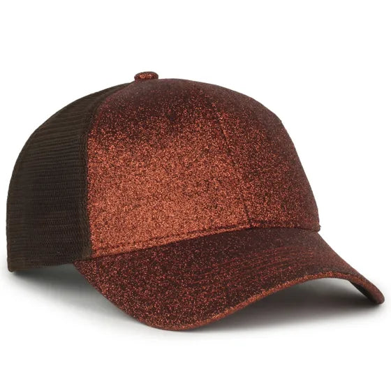 Outdoor Cap OCGLTR Glitter Trucker Hat – Ladies' Low-Crown Mesh-Back Snapback Cap