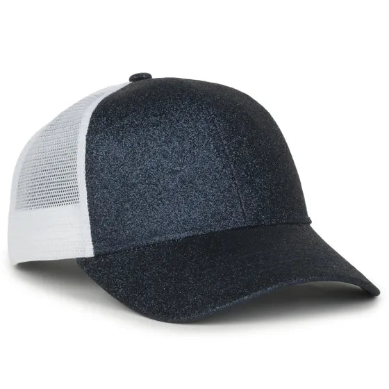 Outdoor Cap OCGLTR Glitter Trucker Hat – Ladies' Low-Crown Mesh-Back Snapback Cap
