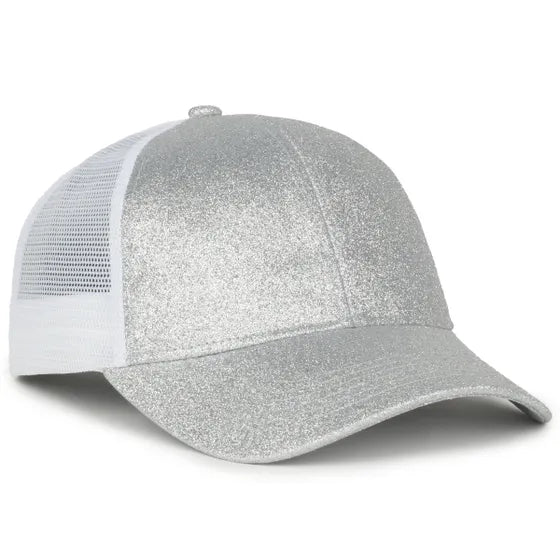 Outdoor Cap OCGLTR Glitter Trucker Hat – Ladies' Low-Crown Mesh-Back Snapback Cap