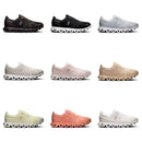 On Cloud 6 Women's running shoes — all 9 colorways: Black/Black, Black/White, Glacier/White, Pearl/White, Salt/Gardenia, Sand/Sand, Seedling/Ice, Sunstone and White/White