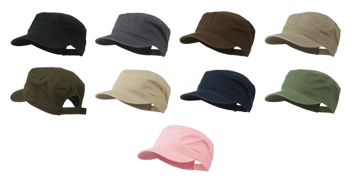 OTTO CAP® 109-791 Military Cap Army Hat Garment Washed Cadet Cap - OSFM - OTTO 109