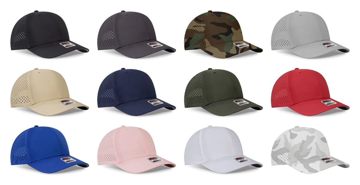 OTTO CAP® 110-1 - 6 Panel Mid Profile Perforated Performance Cap – Breathable Adjustable Baseball Hat