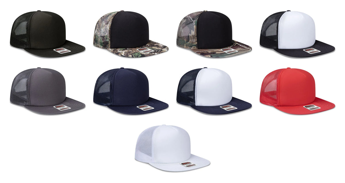 OTTO CAP® 132-1037 - OTTO SNAP 5 Panel High Crown Mesh Back Trucker Snapback Hat
