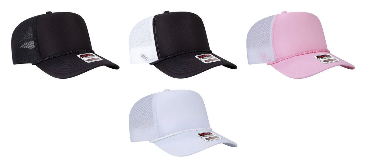 OTTO CAP® 39-166 -  5 Panel High Crown Circle Mesh Back Trucker Hat
