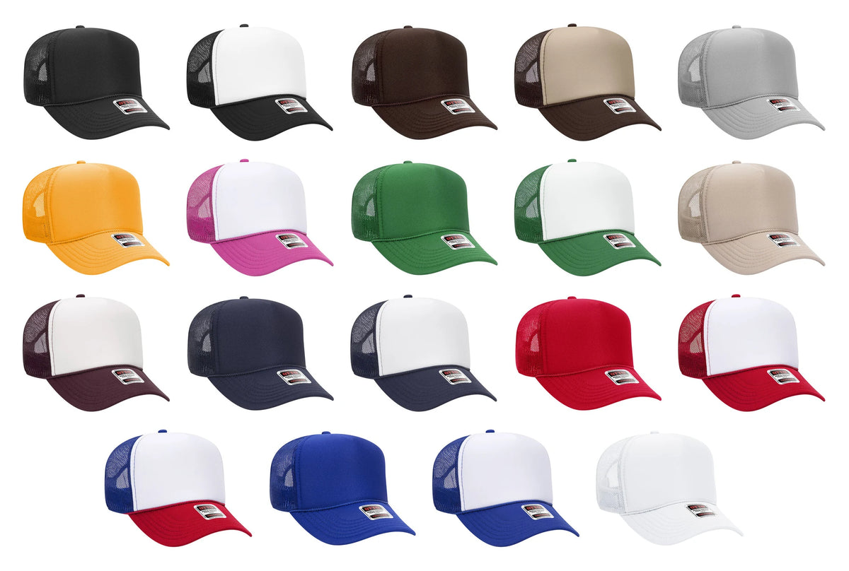 OTTO CAP 32-467 - 5 Panel Mid Profile Mesh Back Trucker Hat