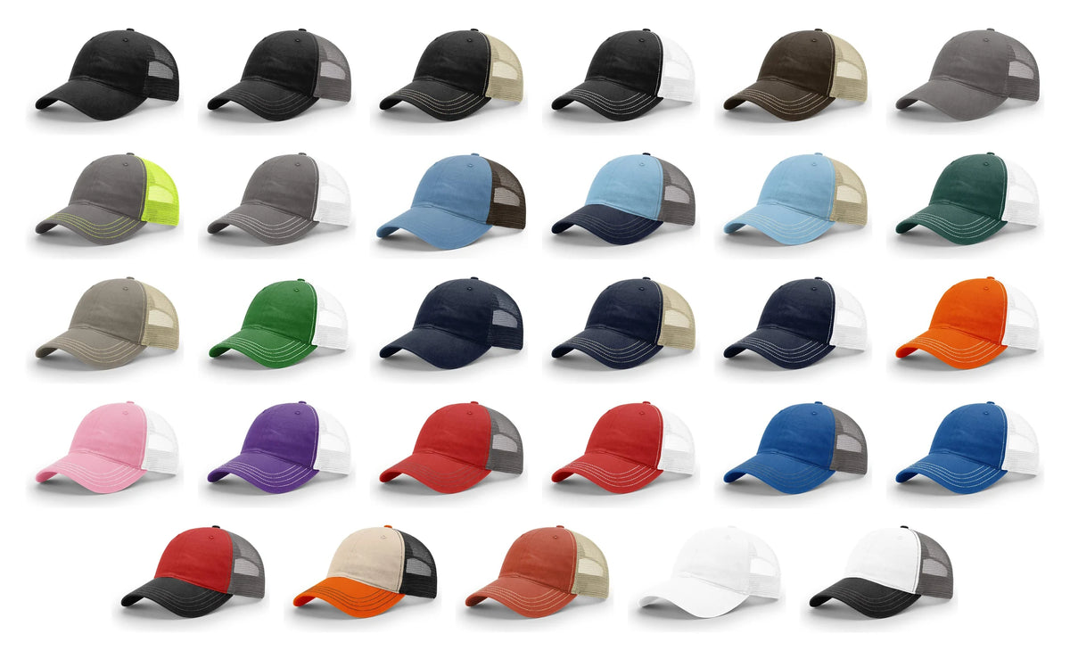 Richardson 111 Garment Washed Snapback Trucker Hat Relaxed Unstructured Cap - all 29 colors