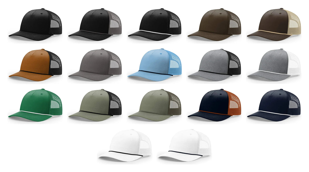 Richardson 112FPR Five Panel Trucker w/ Rope - all 17 colors