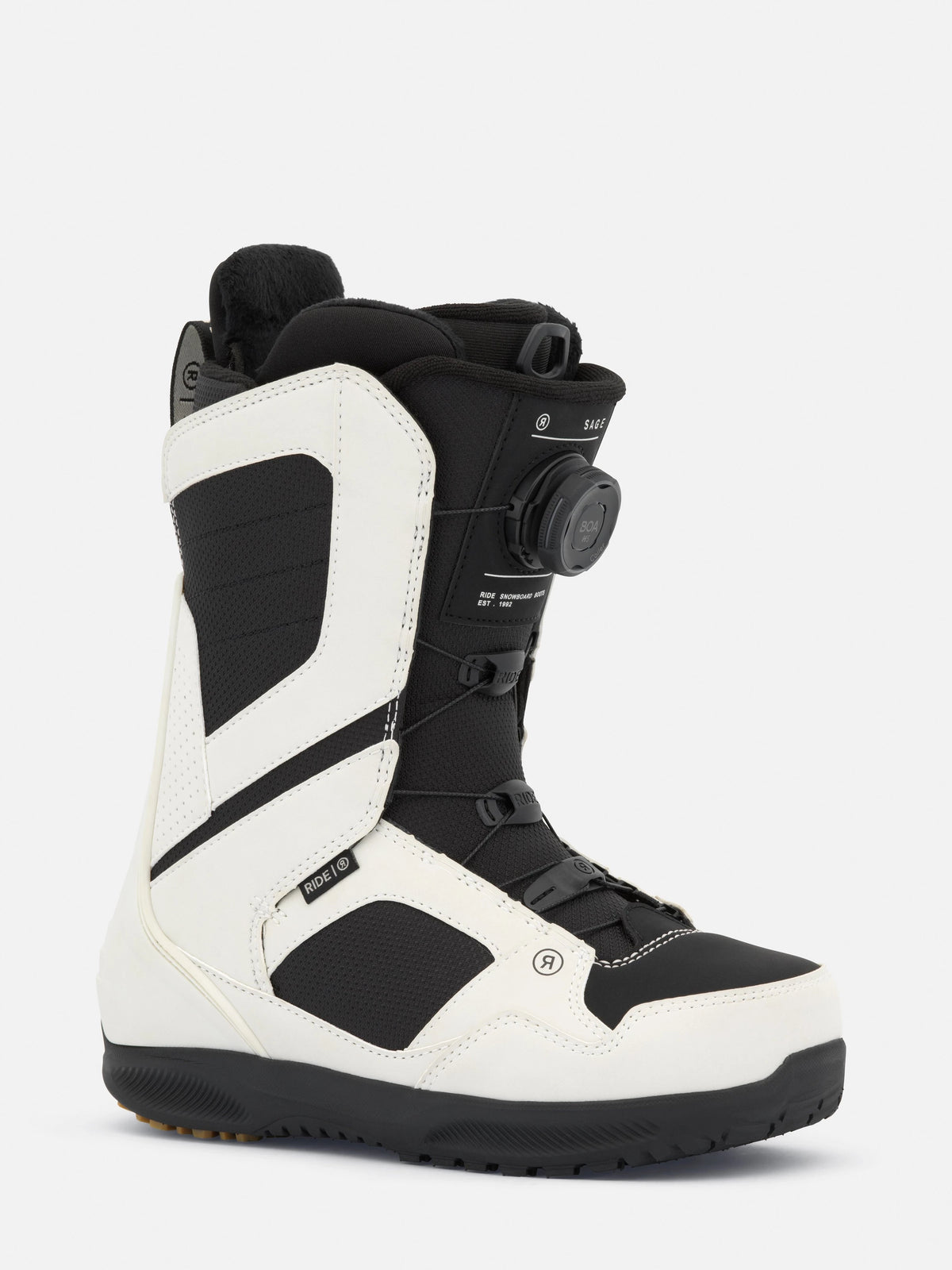 Ride Sage Snowboard Boots 2027 womens white outside profile with H4 BOA Coiler