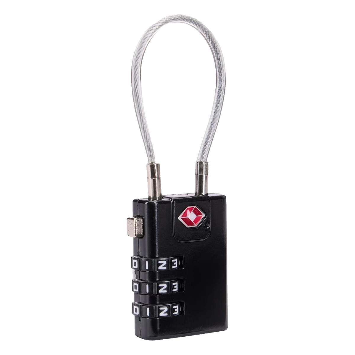 Thule TSA Cable Lock in BLACK - back view with combination dials