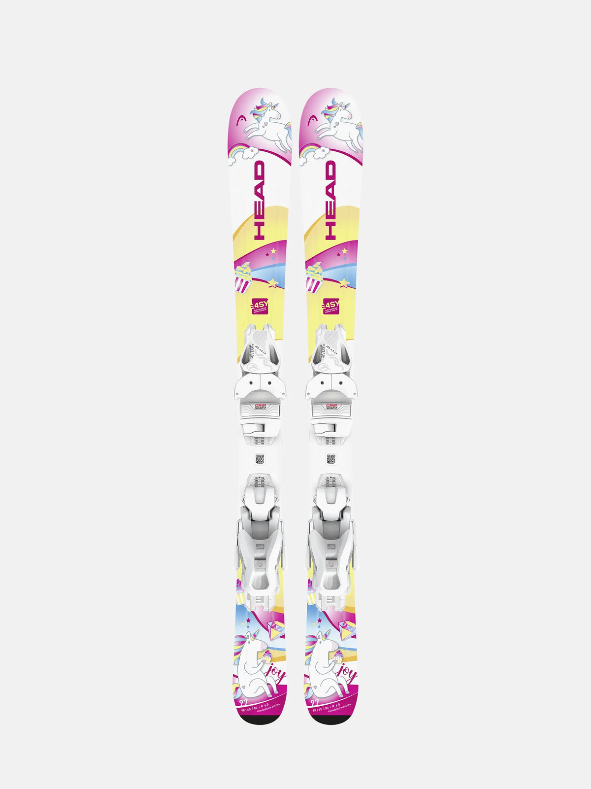 Head Unicorn Junior Skis with Easy JRS 4.5 GW Bindings – Kids’ Beginner