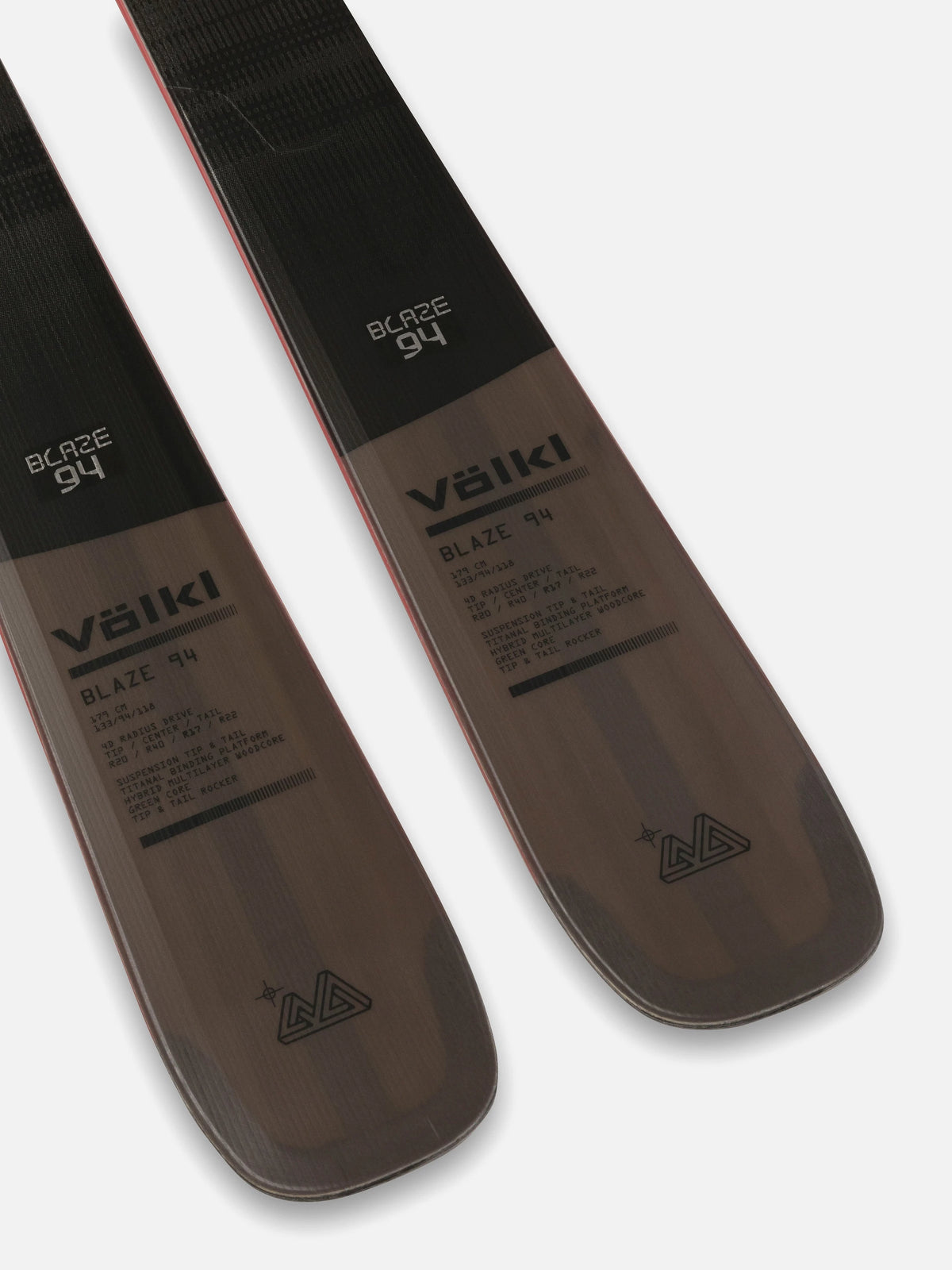 Volkl Blaze 94 Skis tip detail with Titanal binding platform