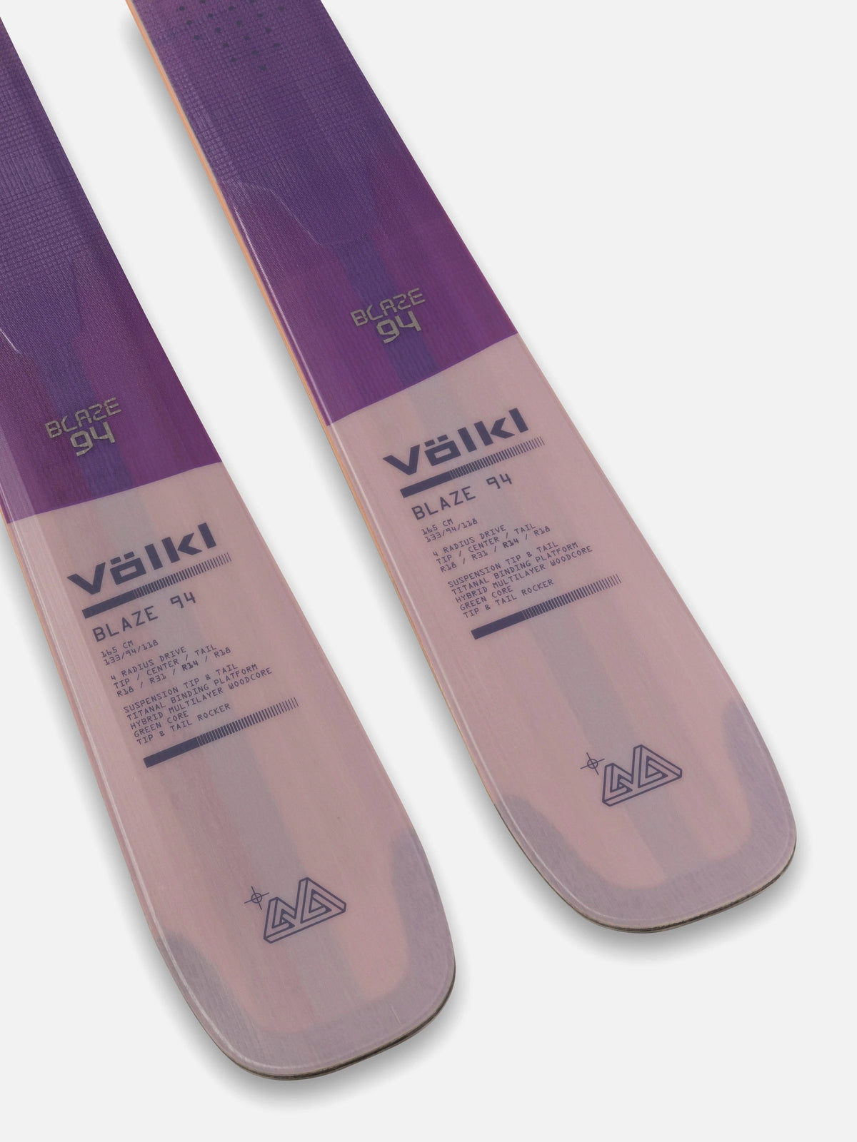 Volkl Blaze 94 Skis tip detail with Titanal binding platform