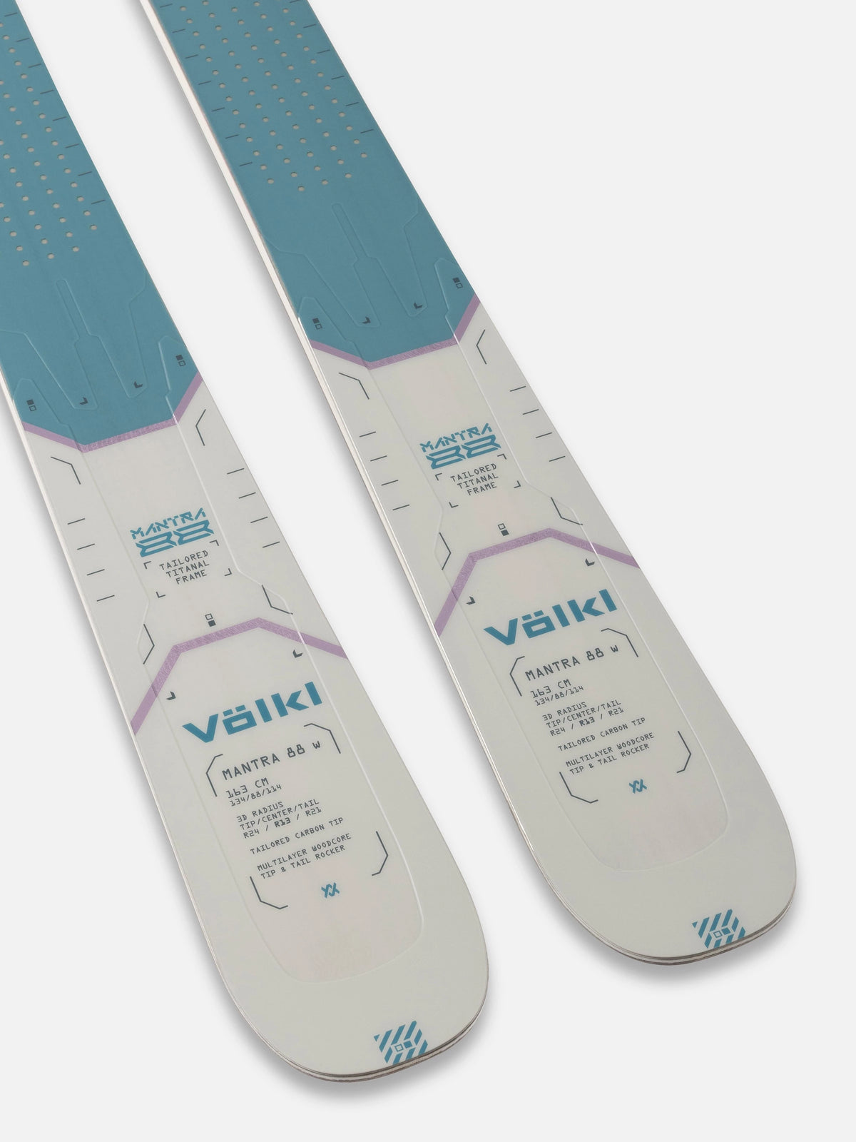 Volkl Mantra 88 W Skis 2027 tip detail with Tailored Carbon Tips