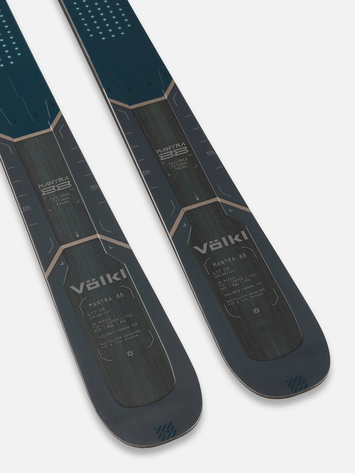 Volkl Mantra 88 Skis 2027 tip detail with Tailored Carbon Tips