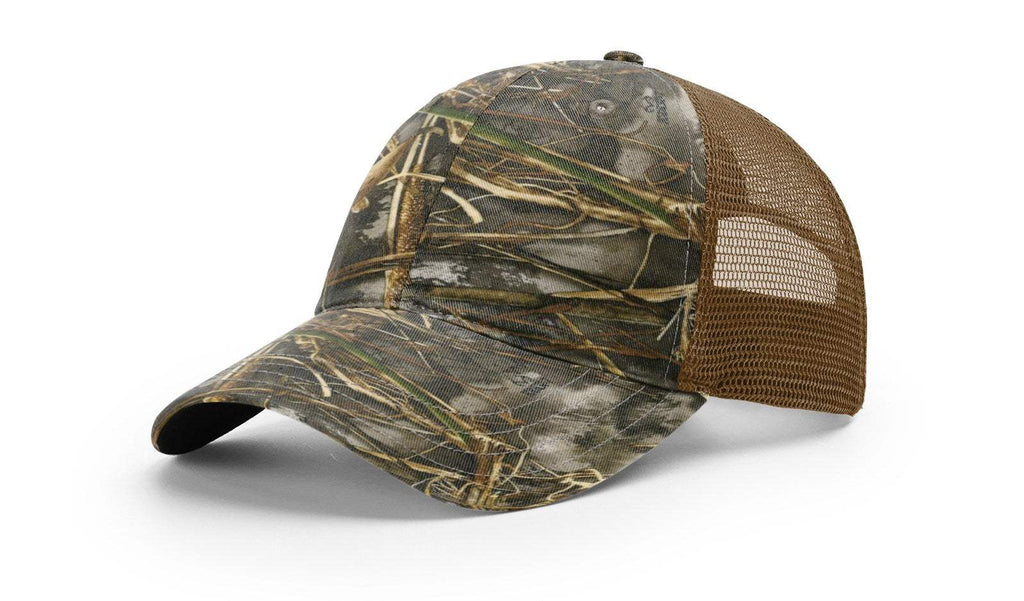 Richardson 111P Washed Printed Trucker Cap - Green Camo/ Black Richardson 111P Washed Printed Trucker Cap - Green Camo/ Black