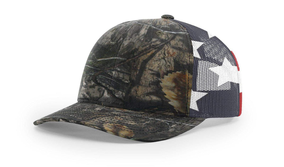 Richardson 112PM Printed Mesh Trucker Cap Hat Adjustable Snapback Closure American Flag Hat - Richardson - Ridge & River