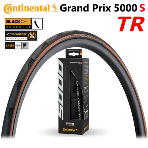 USED Grand Prix Tires Grand Prix 5000 S TR 700 x 25 Black-BW + Black Chili