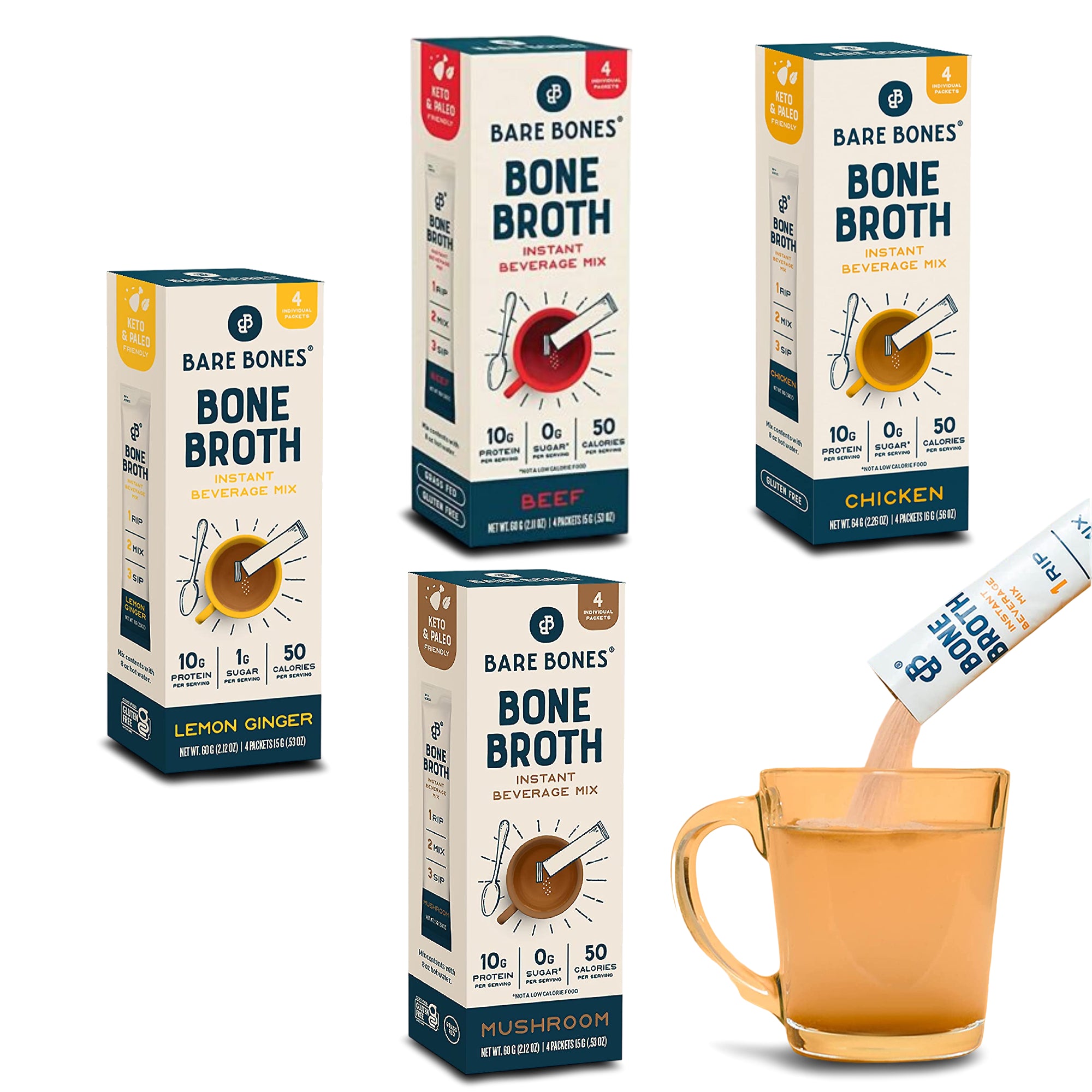 Bare Bones Bone Broth Instant Powdered Mix 10g Protein Pantry Pack Bare bones bone broth instant powdered mix 10g protein pantry pack